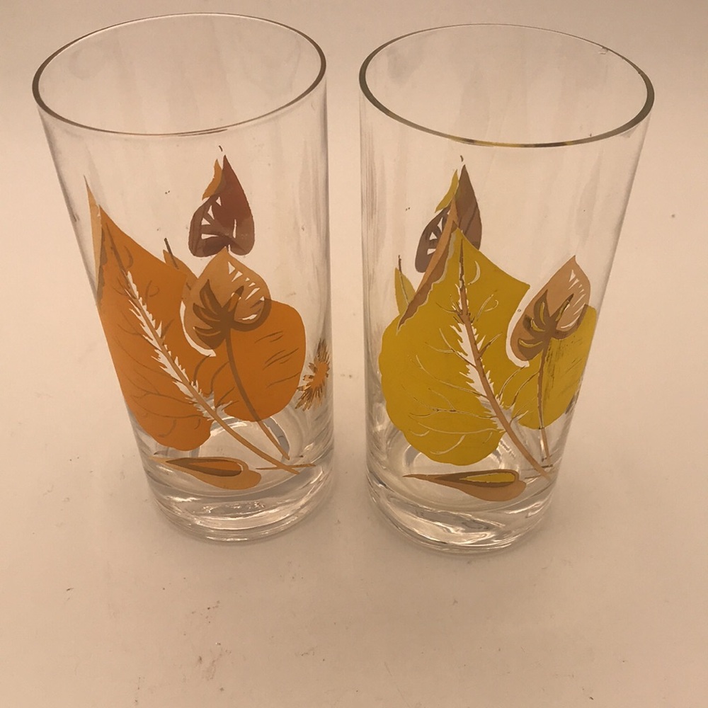 Federal Glass MCM/VTG Leaves Deluxe Drinking/Highball Glasses (Set of 6) - Picture 6 of 9